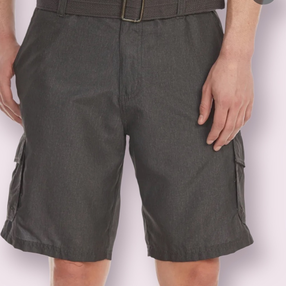 BURNSIDE Mens Grey Lightweight Micro Fiber Classic Cargo Short Size 30 Waist